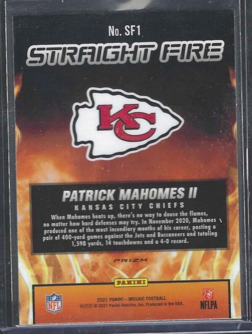 PATRICK MAHOMES II 2021 PANINI MOSAIC SILVER PRIZM STRAIGHT FIRE SP #SF1