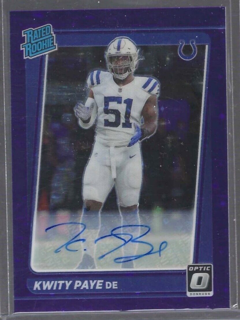 KWITY PAYE 2021 PANINI DONRUSS OPTIC PURPLE STARS HOLO FOTL AUTO RC #D 42/50