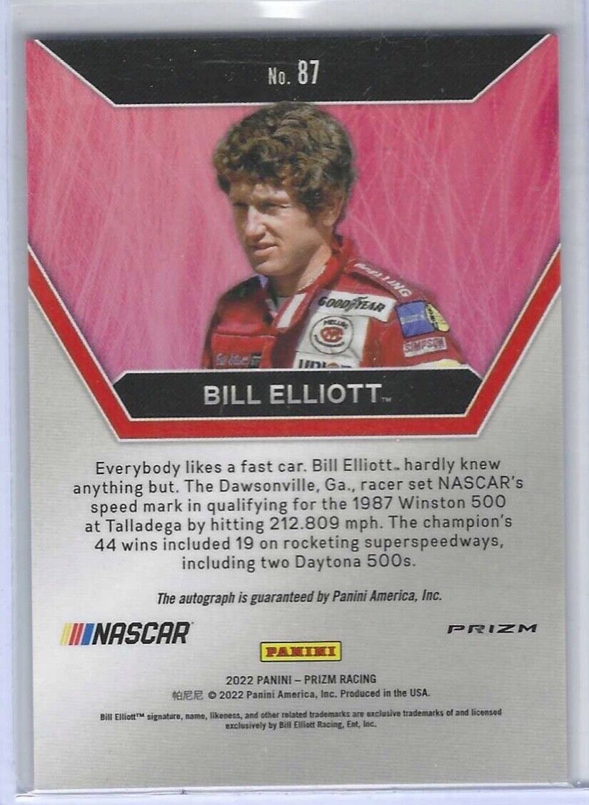 BILL ELLIOTT 2022 PANINI PRIZM SILVER PRIZM ICONS AUTO #87