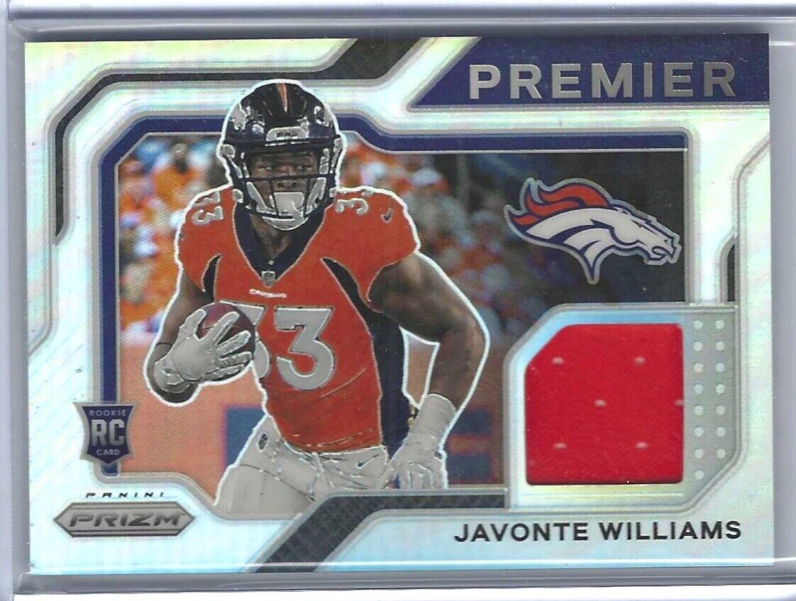 JAVONTE WILLIAMS 2021 PANINI PRIZM SILVER PRIZM PREMIER ROOKIE JERSEY RC #PJ-15