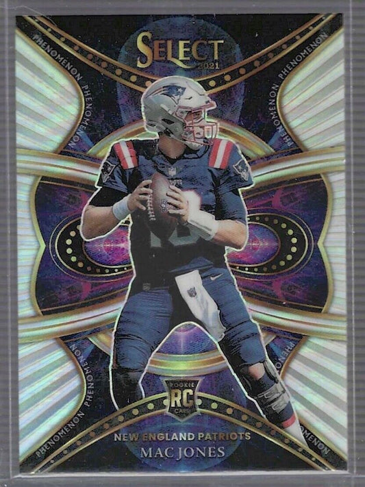 MAC JONES 2021 PANINI SELECT PHENOMENON SILVER PRIZM ROOKIE RC #PHE-10