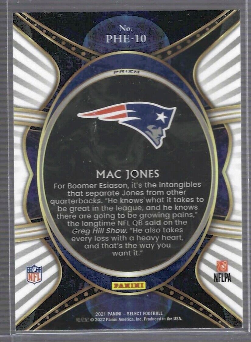 MAC JONES 2021 PANINI SELECT PHENOMENON SILVER PRIZM ROOKIE RC #PHE-10