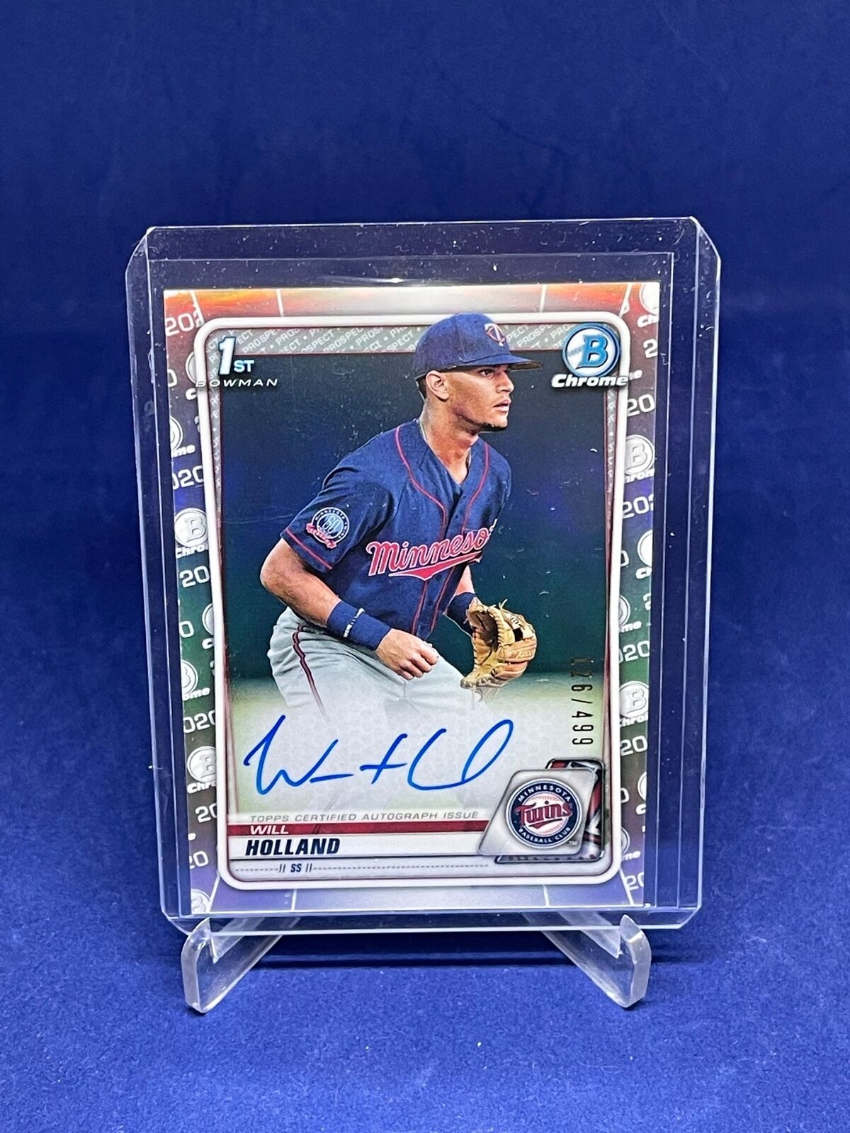 WILL HOLLAND 2O2O BOWMAN CHROME 1ST BOWMAN REFRACTOR AUTO PROSPECT #D 126/499
