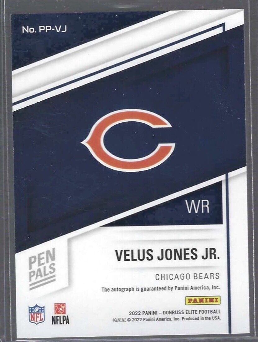 VELUS JONES JR 2022 PANINI DONRUSS ELITE PEN PALS BLUE INK ROOKIE AUTO RC #PP-VJ