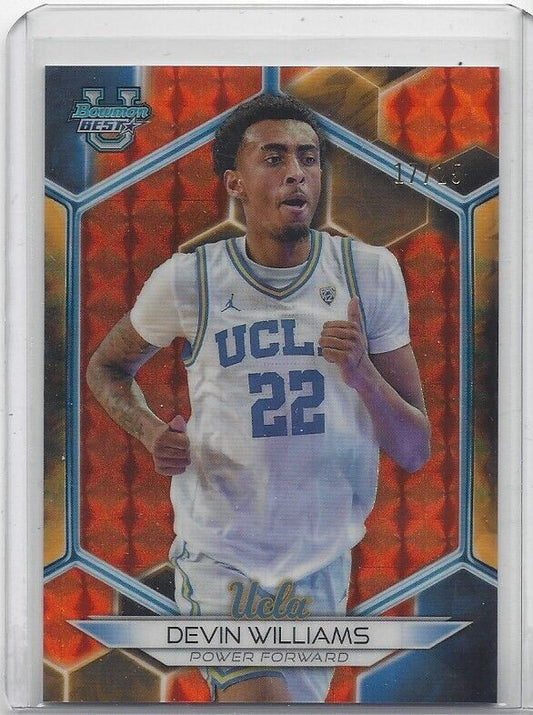 DEVIN WILLIAMS 2023 BOWMANS BEST ORANGE GEOMETRIC UCLA REFRACTOR #D /25
