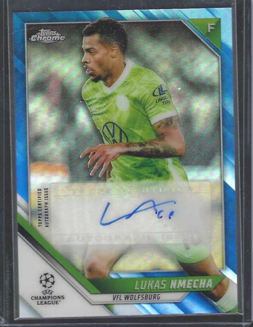 LUKAS NMECHA 2021-22 TOPPS CHROME UEFA BLUE REFRACTOR AUTO RC #D 093/150