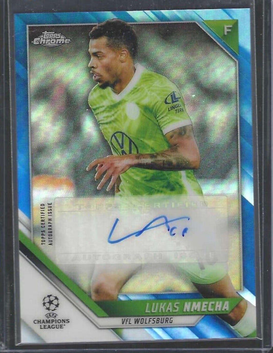 LUKAS NMECHA 2021-22 TOPPS CHROME UEFA BLUE REFRACTOR AUTO RC #D 093/150
