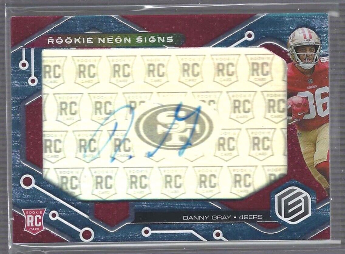 DANNY GRAY 2022 PANINI ELEMENTS LIGHT BLUE ROOKIE NEON SIGNS AUTO RC #D 27/50