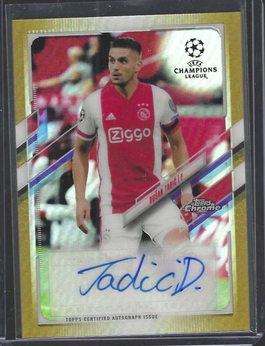 DUSAN TADIC 2020-21 TOPPS CHROME UEFA GOLD REFRACTOR AUTO #D 47/50