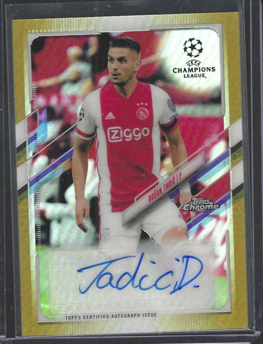 DUSAN TADIC 2020-21 TOPPS CHROME UEFA GOLD REFRACTOR AUTO #D 47/50