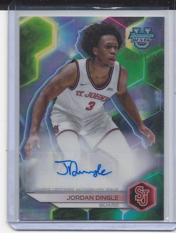 1/1 JORDAN DINGLE 2023 BOWMANS BEST UNIVERSITY REFRACTOR AUTO #D 3/125 JSY #3!