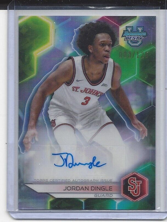 1/1 JORDAN DINGLE 2023 BOWMANS BEST UNIVERSITY REFRACTOR AUTO #D 3/125 JSY #3!