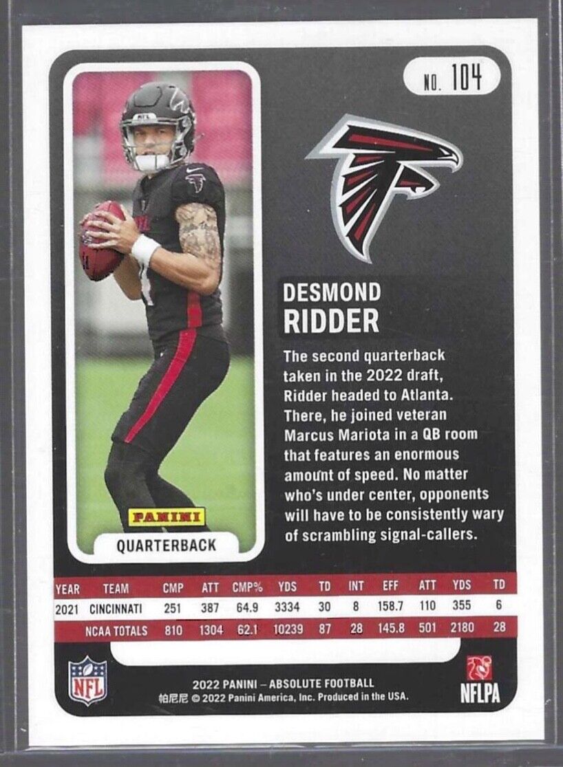 DESMOND RIDDER 2022 PANINI ABSOLUTE RED SQUARES FOIL ROOKIE RC #D 254/499