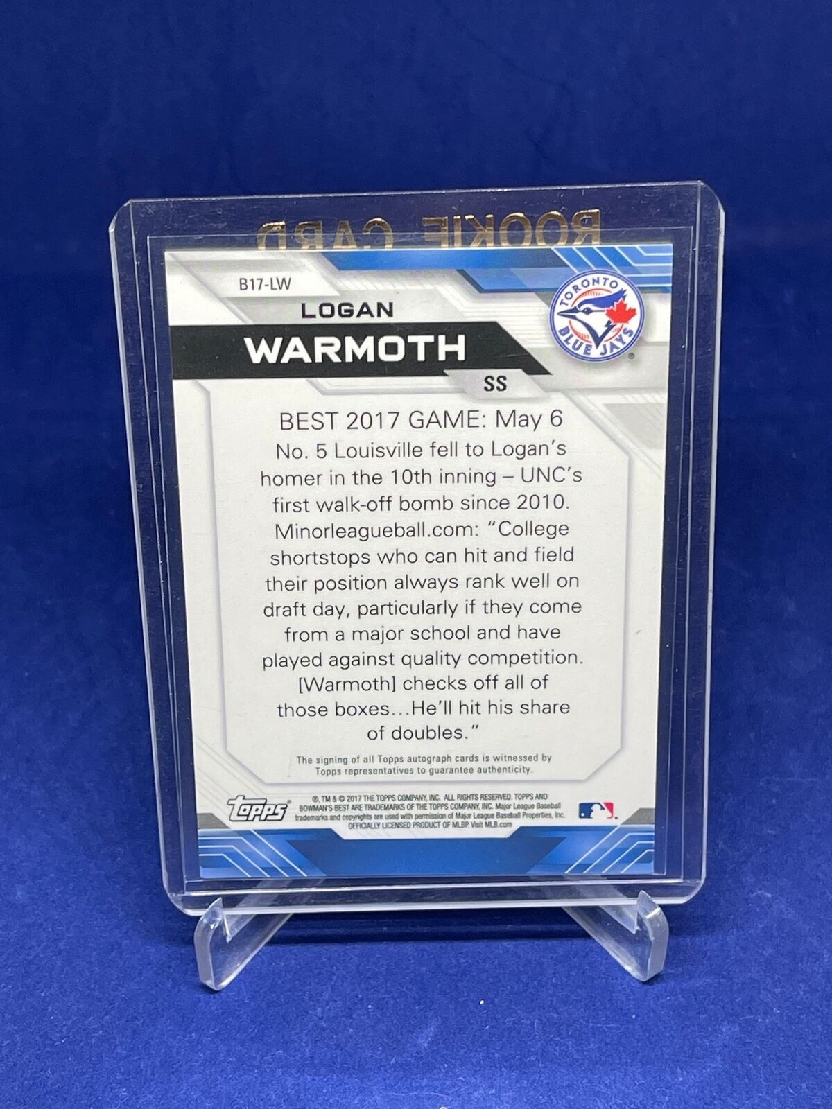 LOGAN WARMOTH 2017 BOWMANS BEST ON CARD AUTO PROSPECT