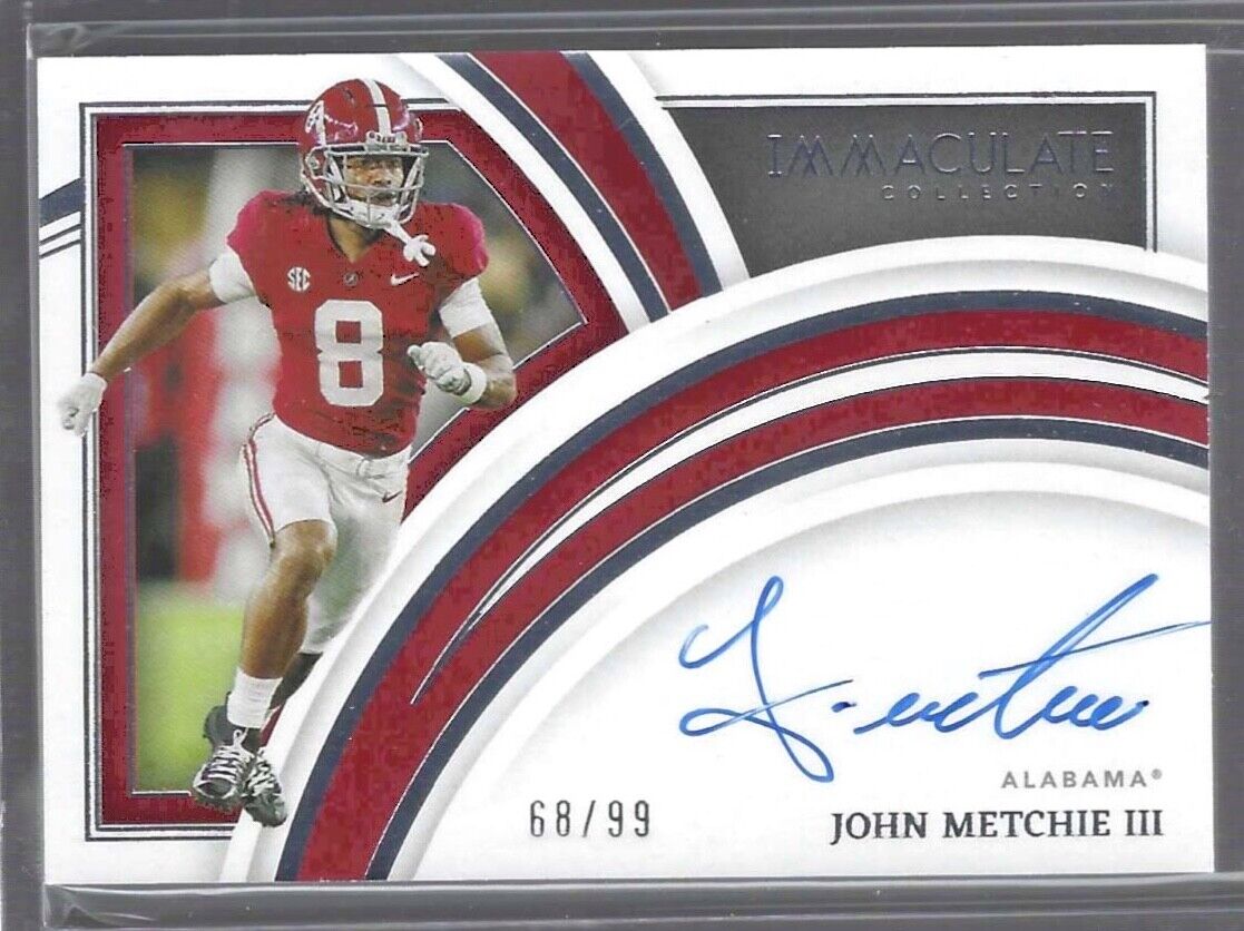 JOHN METCHIE III 2022 PANINI IMMACULATE ON CARD ROOKIE AUTO RC #D 68/99