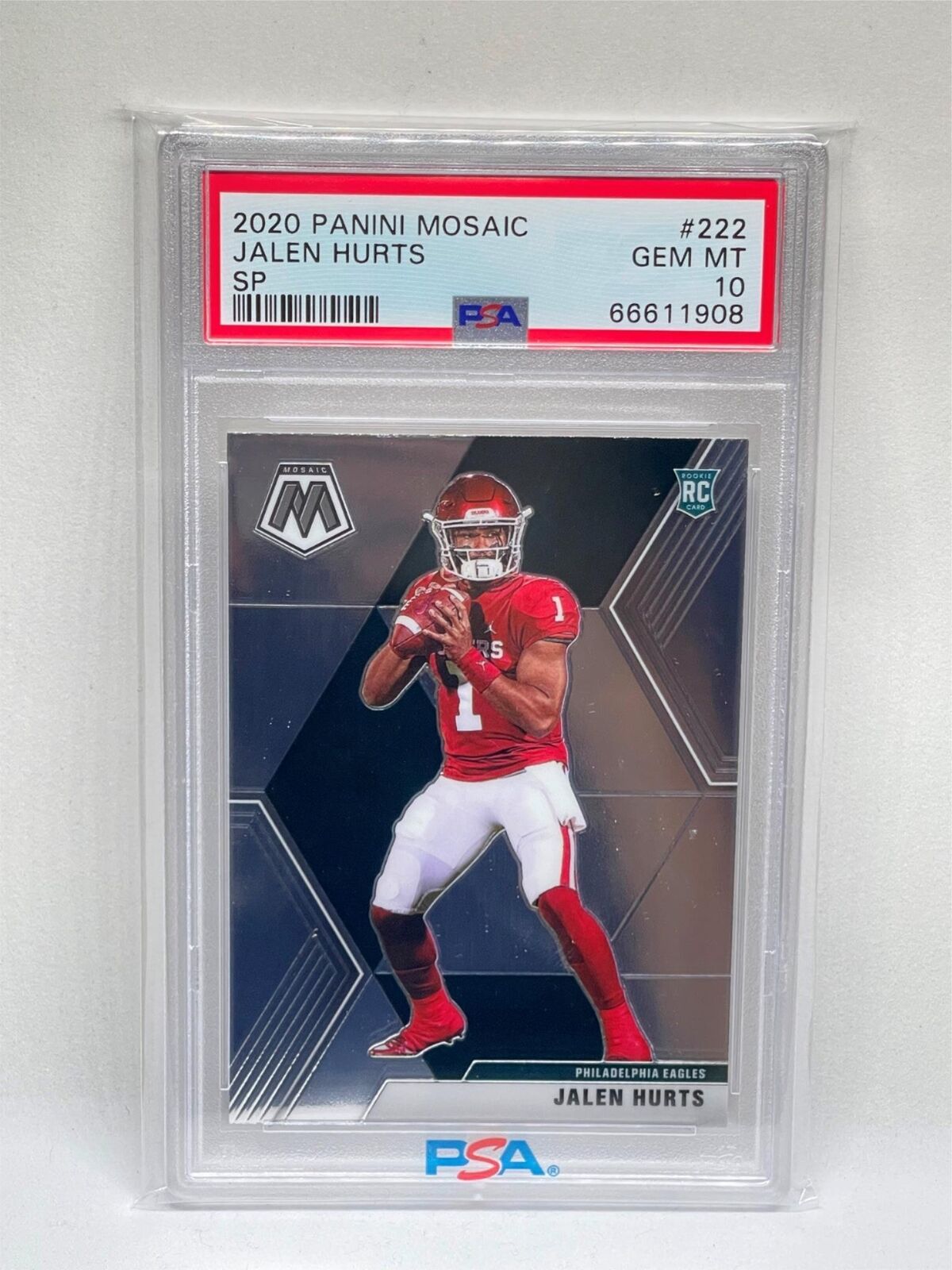 JALEN HURTS 2020 PANINI MOSAIC SP PHOTO VARIATION ROOKIE RC #222 PSA 10 GEM MINT