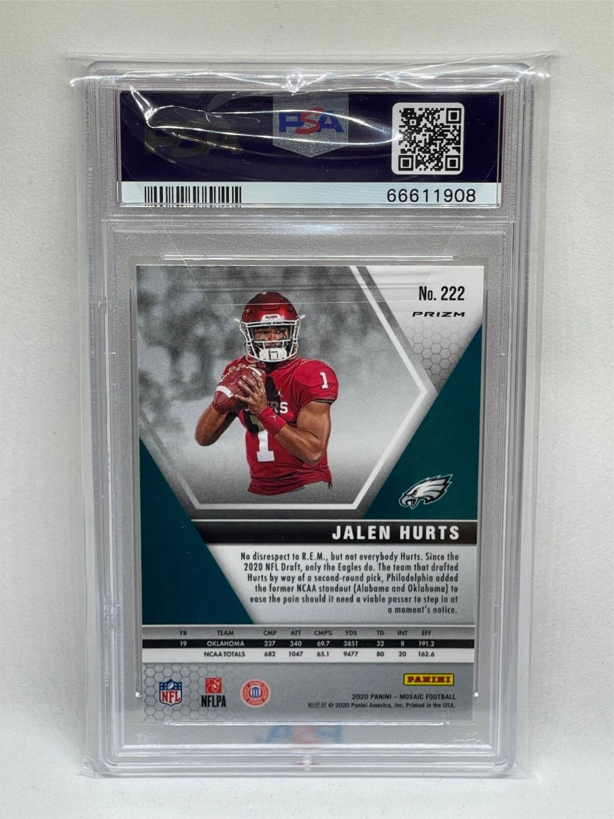 JALEN HURTS 2020 PANINI MOSAIC SP PHOTO VARIATION ROOKIE RC #222 PSA 10 GEM MINT