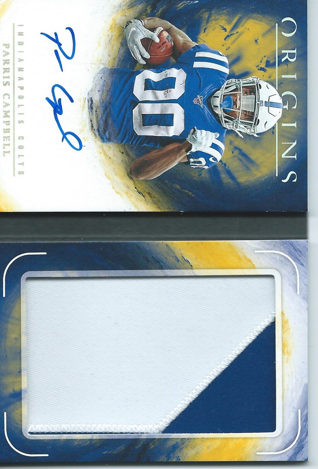 PARRIS CAMPBELL 2019 PANINI ORIGINS ROOKIE BOOKLET PATCH AUTO GOLD RC #D 14/25