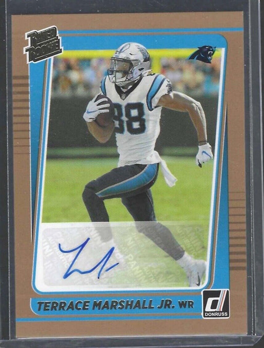 TERRACE MARSHALL JR 2021 PANINI DONRUSS BRONZE RATED ROOKIE AUTO RC #266