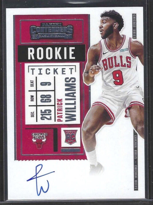 PATRICK WILLIAMS 2020-21 PANINI CONTENDERS ROOKIE TICKET ON CARD AUTO RC #135