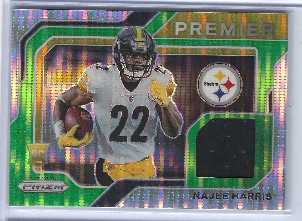 NAJEE HARRIS 2021 PANINI PRIZM GREEN PULSAR PRIZM PREMIER ROOKIE JERSEY RC #13