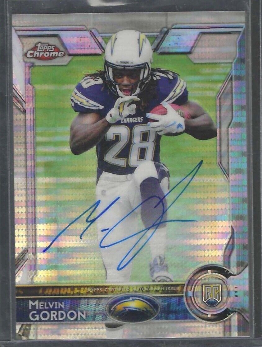 MELVIN GORDON 2015 TOPPS CHROME PULSAR REFRACTOR ROOKIE AUTO RC #D 05/15