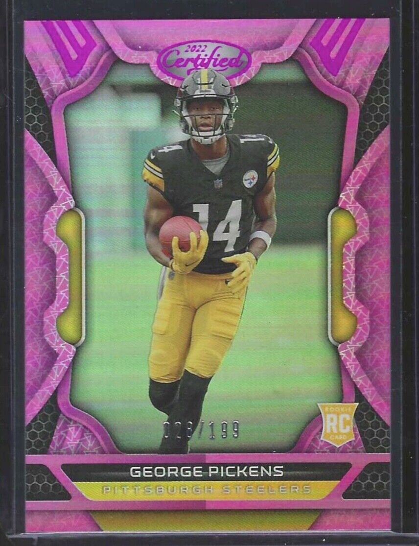 GEORGE PICKENS 2022 PANINI CERTIFIED MIRROR PINK FOIL ROOKIE RC #D 028/199