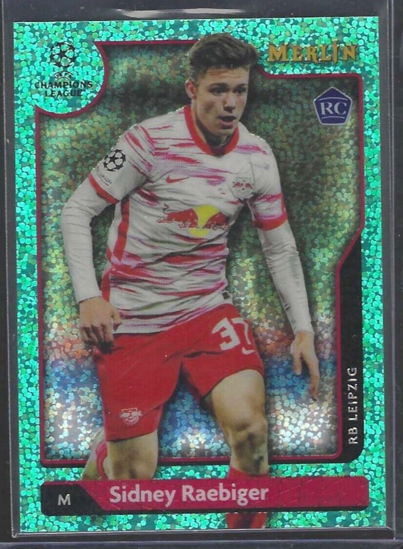 SIDNEY RAEBIGER 2021-22 TOPPS MERLIN AQUA SPECKLE REFRACTOR ROOKIE RC #D 143/199