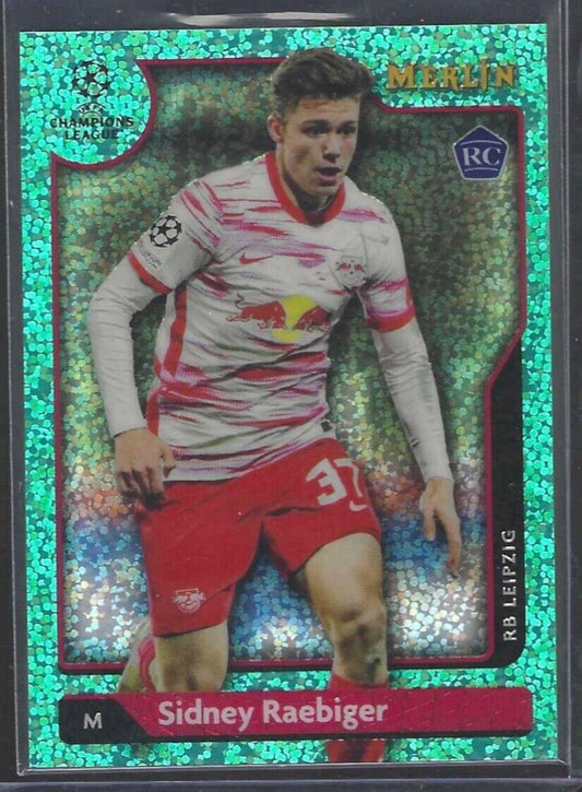 SIDNEY RAEBIGER 2021-22 TOPPS MERLIN AQUA SPECKLE REFRACTOR ROOKIE RC #D 143/199