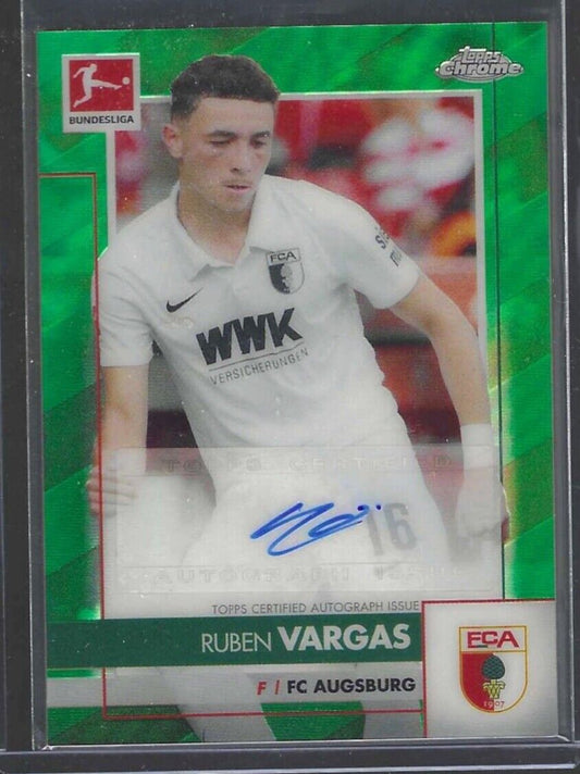 RUBEN VARGAS 2020-21 TOPPS CHROME BUNDESLIGA GREEN REFRACTOR AUTO #D 95/99