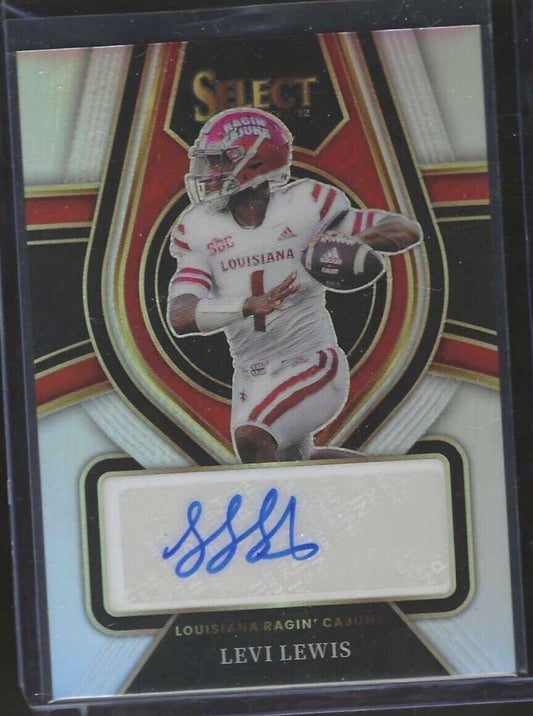 LEVI LEWIS 2022 PANINI SELECT DRAFT PICKS SILVER PRIZM ROOKIE AUTO RC #RS-LLE