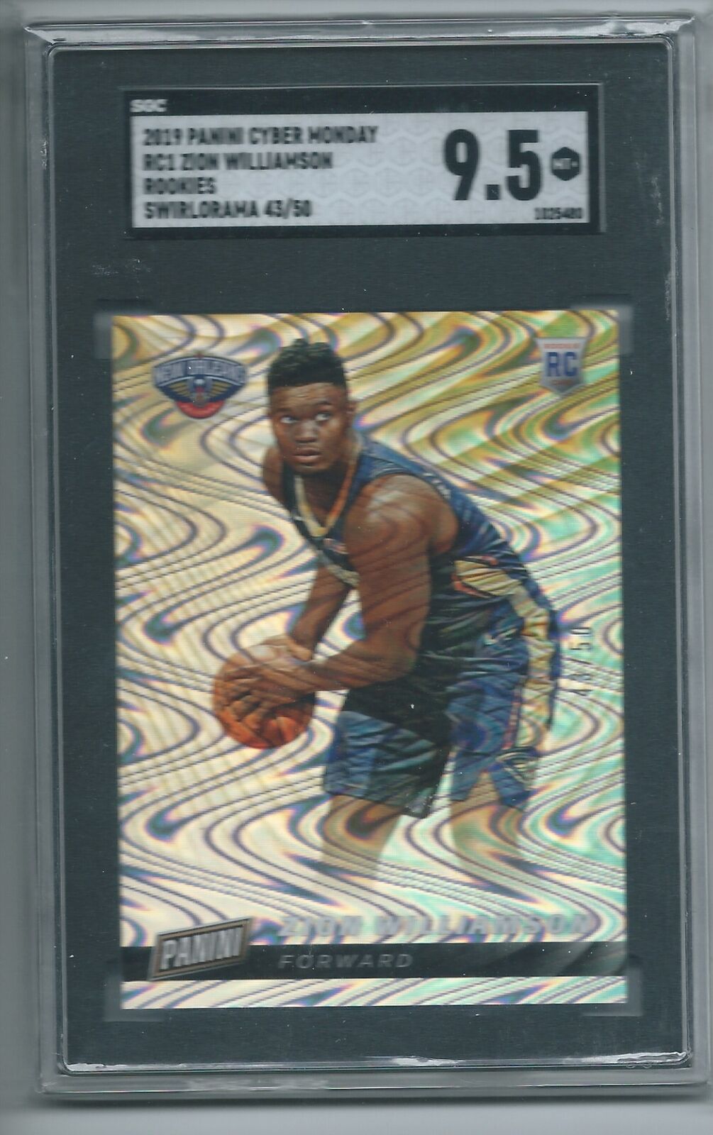 ZION WILLIAMSON 2019-20 PANINI CYBER MONDAY SWIRLORAMA RC /50 SGC 9.5 MINT POP 1