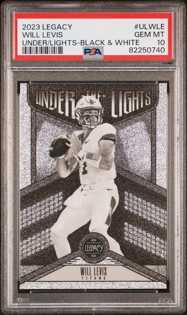 WILL LEVIS 2023 PANINI LEGACY UNDER THE LIGHTS BLACK & WHITE RC SP PSA 10 POP 2