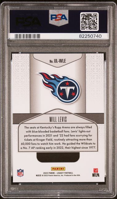 WILL LEVIS 2023 PANINI LEGACY UNDER THE LIGHTS BLACK & WHITE RC SP PSA 10 POP 2