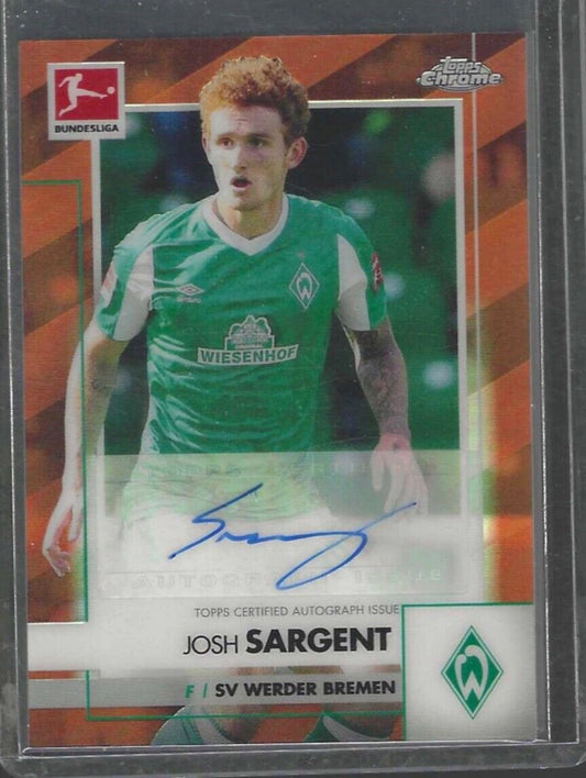 JOSH SARGENT 2020-21 TOPPS CHROME BUNDESLIGA ORANGE REFRACTOR AUTO #D 23/25