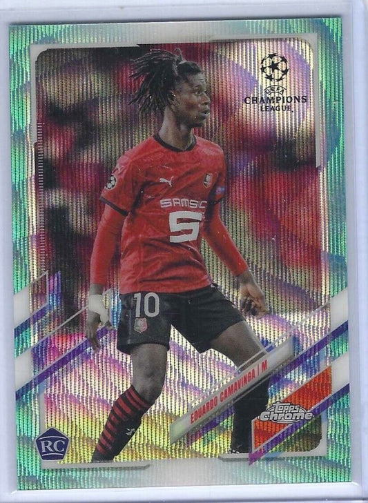 EDUARDO CAMAVINGA 2020-21 TOPPS CHROME AQUA WAVE REFRACTOR ROOKIE RC #D 120/199