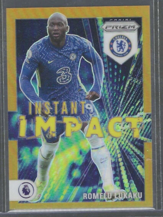 ROMELU LUKAKU 2021-22 PANINI PRIZM EPL INSTANT IMPACT GOLD PRIZM #D 10/10