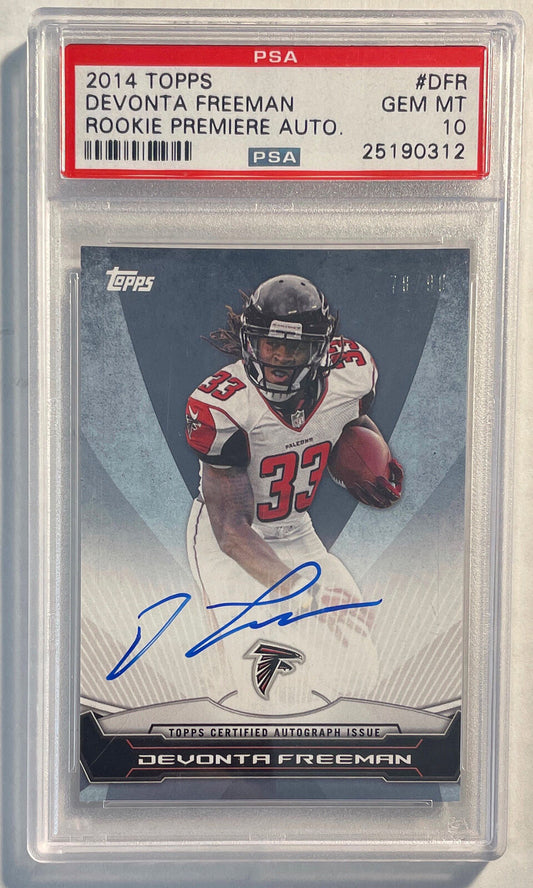 DEVONTA FREEMAN 2014 TOPPS ROOKIE PREMIERE AUTO RC #D 78/90 PSA 10 GEM POP 1/1