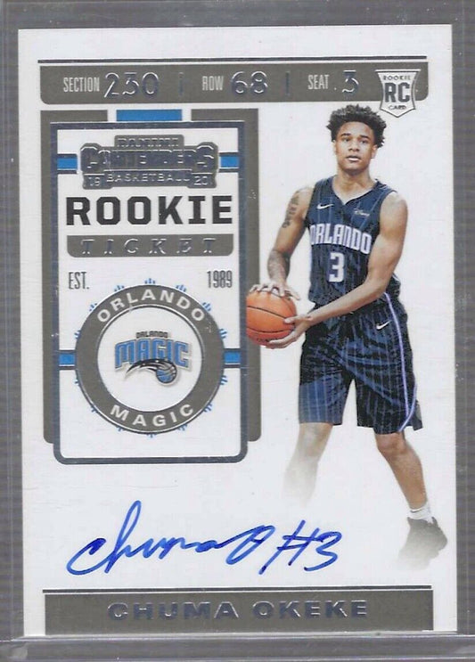 CHUMA OKEKE 2019-20 PANINI CONTENDERS ROOKIE TICKET ON CARD AUTO RC #144