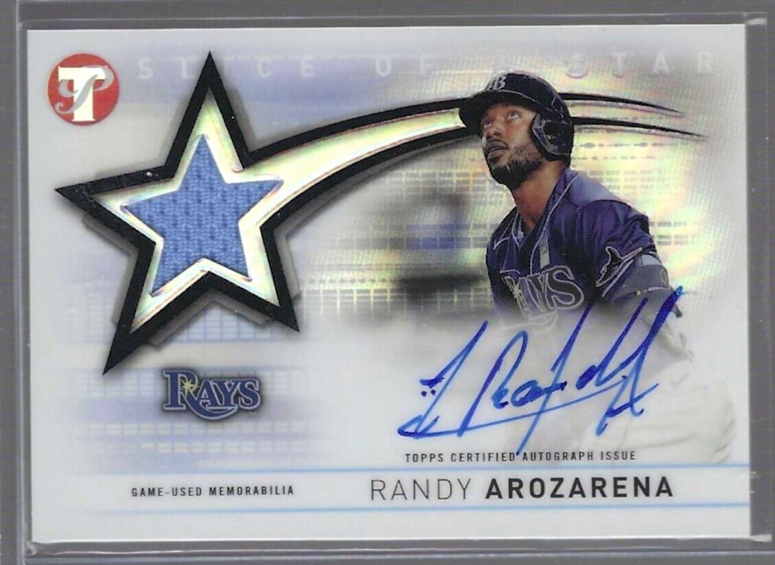 RANDY AROZARENA 2022 TOPPS PRISTINE SLICE OF A STAR JERSEY ON CARD AUTO #SSAR-RA