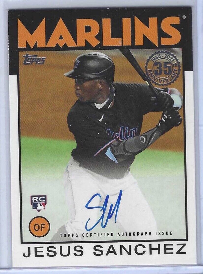 JESUS SANCHEZ 2021 TOPPS 1986 TOPPS BASEBALL THROWBACK ROOKIE AUTO RC #86B-JS
