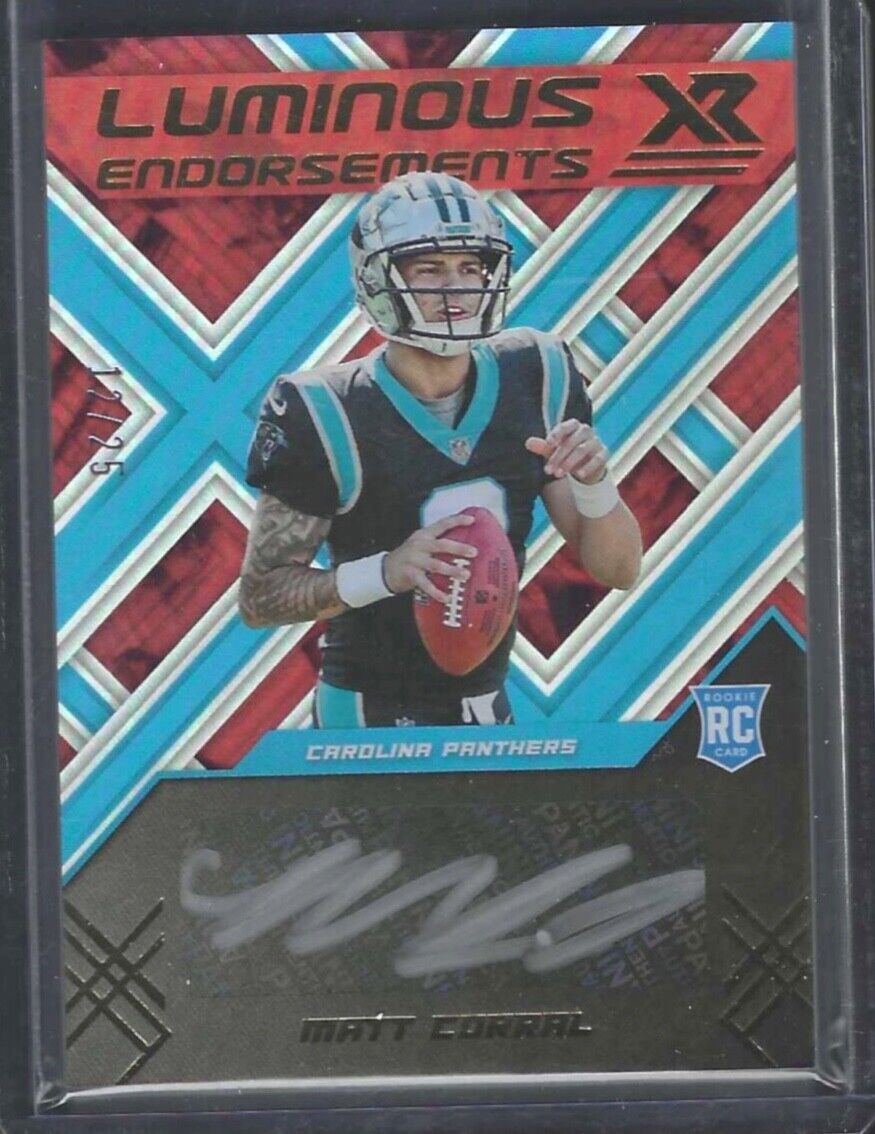 MATT CORRAL 2022 PANINI XR ORANGE FOIL LUMINOUS ENDORSEMENTS AUTO RC #D 12/25