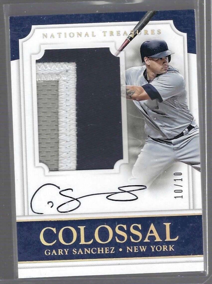 GARY SANCHEZ 2017 PANINI NATIONAL TREASURES COLOSSAL PATCH AUTO #D 10/10