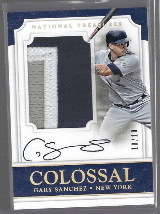 GARY SANCHEZ 2017 PANINI NATIONAL TREASURES COLOSSAL PATCH AUTO #D 10/10
