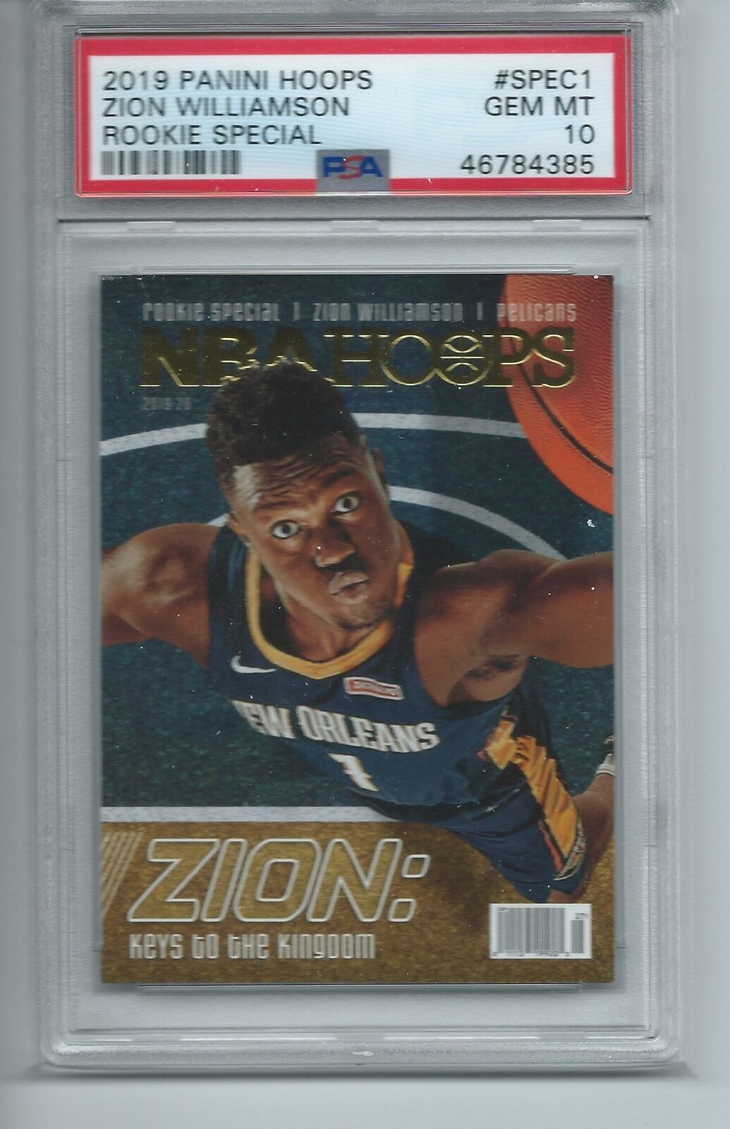 ZION WILLIAMSON 2019-20 PANINI NBA HOOPS ROOKIE SPECIAL RC #1 PSA 10 GEM MINT
