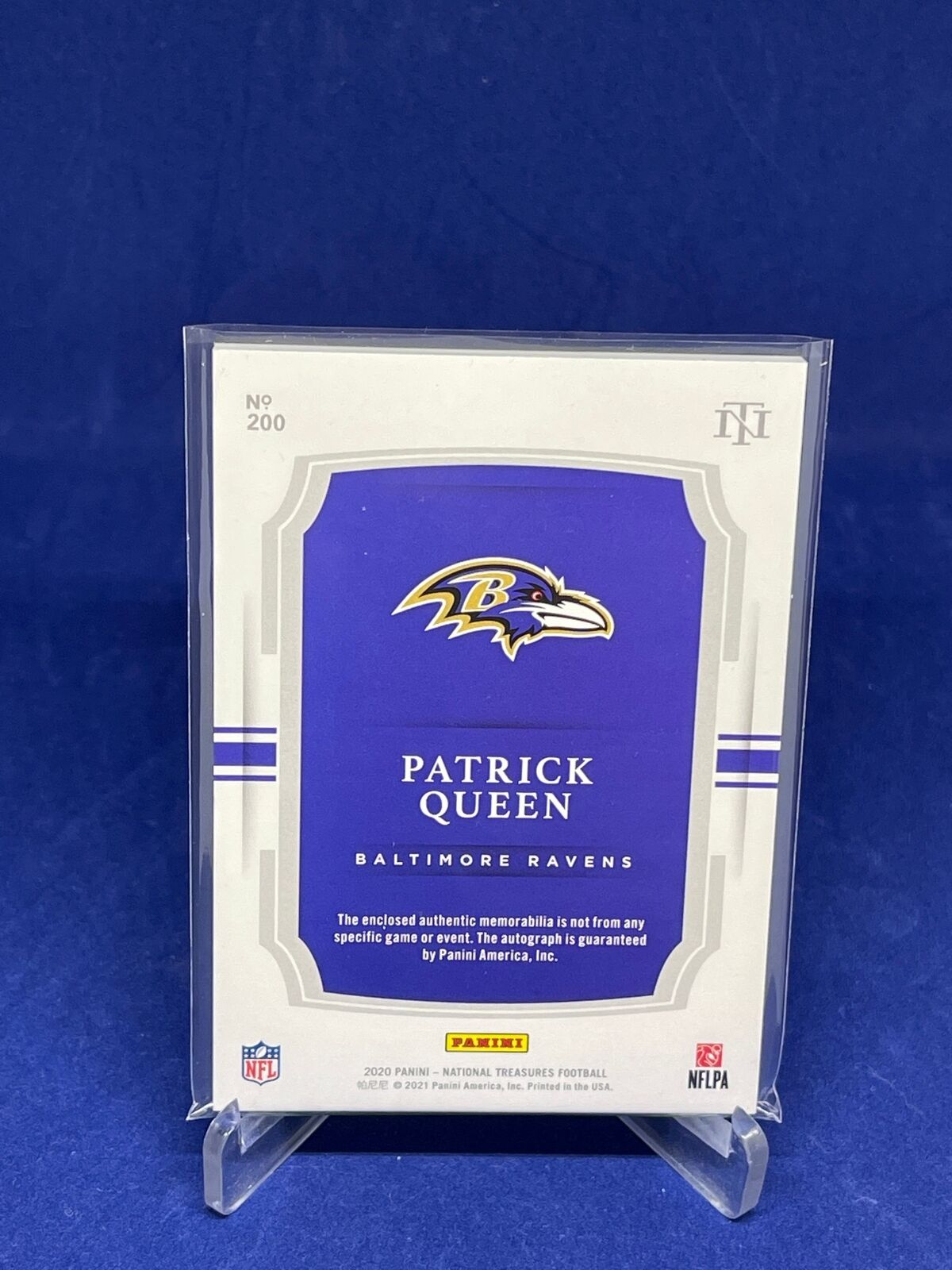 PATRICK QUEEN 2020 PANINI NATIONAL TREASURES RPA PATCH AUTO ROOKIE RC #D 96/99