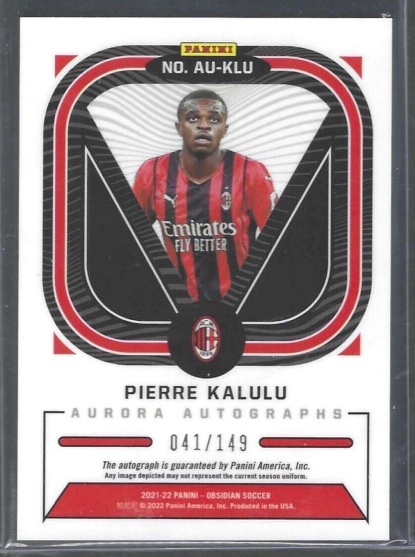 PIERRE KALULU 2020-21 PANINI OBSIDIAN AURORA SILVER ETCH AUTO RC #D 041/149