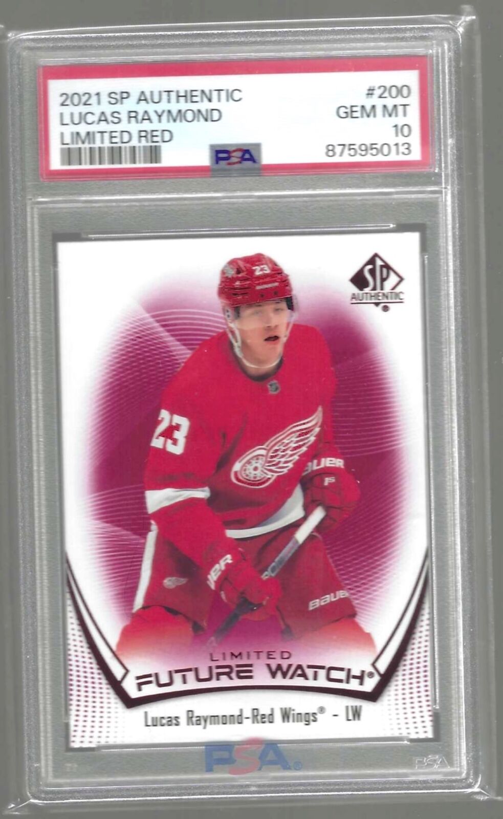 LUCAS RAYMOND 2021 SP AUTHENTIC LIMITED FUTURE WATCH RED RC #200 PSA 10 GEM MINT