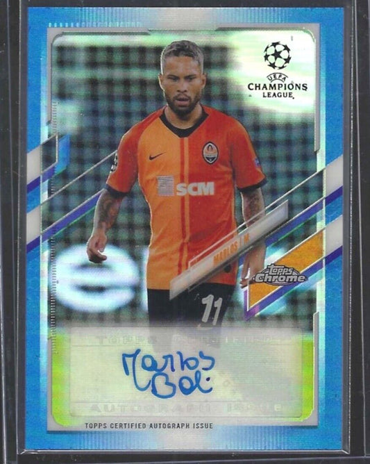 MARLOS 2020-21 TOPPS CHROME UEFA BLUE REFRACTOR AUTO #D 027/150