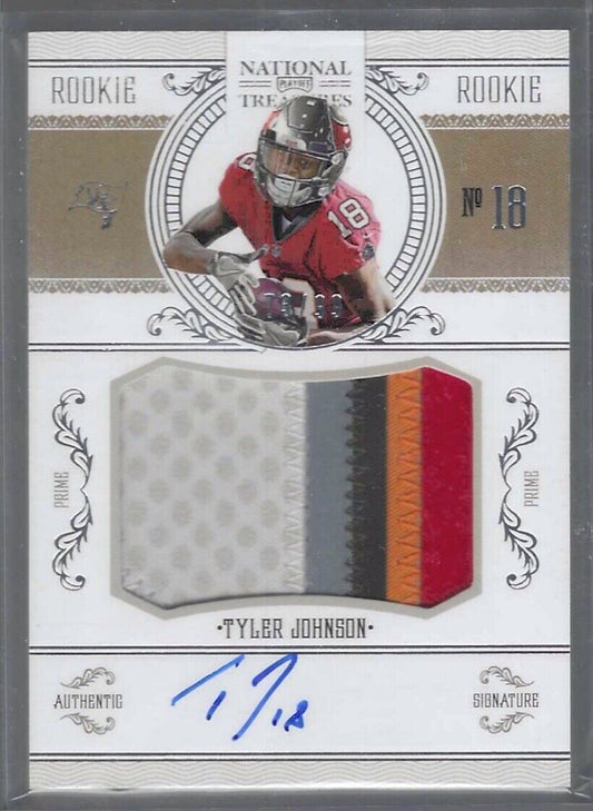 TYLER JOHNSON 2020 NATIONAL TREASURES CROSSOVER ROOKIE PATCH AUTO RC #D 78/99